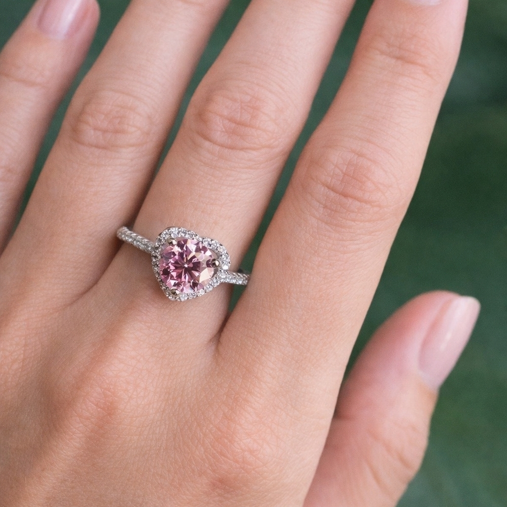 Pink Heart Moissanite Ring 1CT | 925 Sterling Silver | Size 6